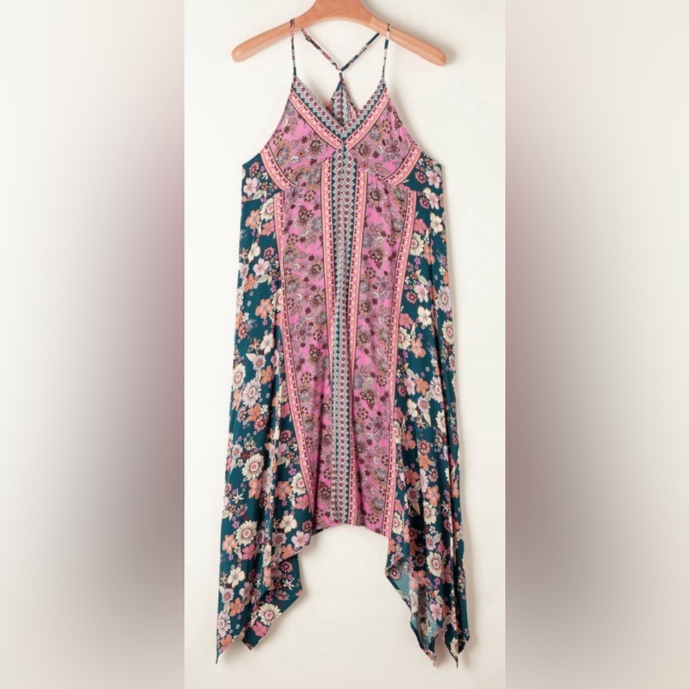 Pink Bohemian Floral Patchwork Sundress - Picture 2 of 6